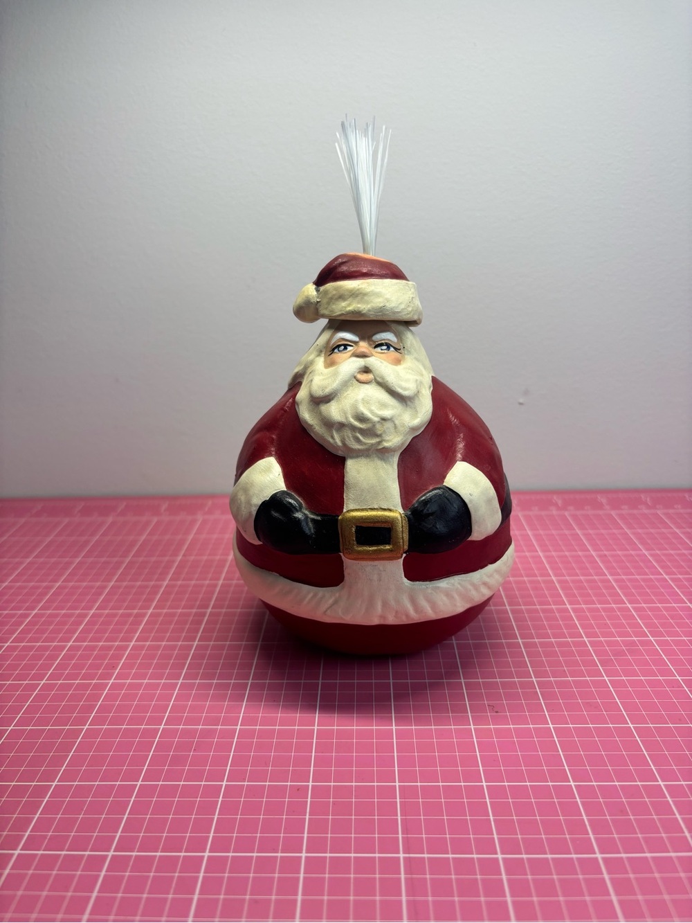 Vintage Studio Pottery Tumbleweed Folk Art Santa Oil Lamp Christmas Holiday READ